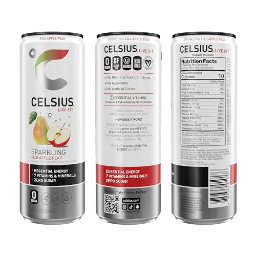 CELSIUS Sparkling Fuji Apple Pear, Functional Essential Energy Drink 12 Fl Oz (Pack of 12) CELSIUS Au supplements
