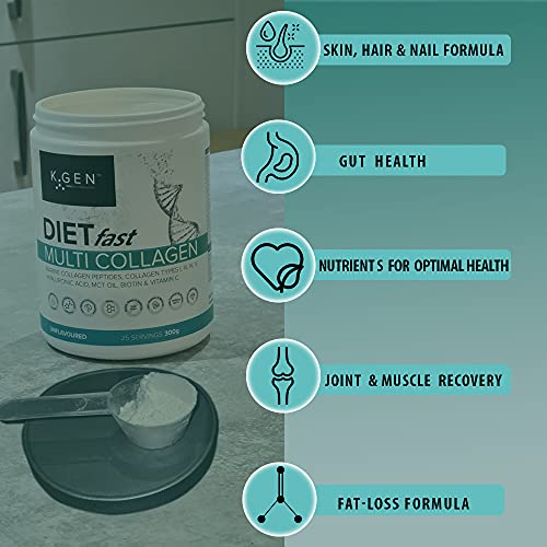 K-GEN Multi Collagen Peptides Powder Hydrolyzed Grass Fed Bovine, Wild Caught Marine | Advanced Diet Collagen Types I, III, IV & V Hyaluronic K GEN ketogenic enhancement Au supplements