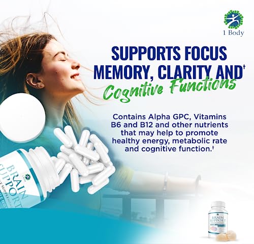 1 Body Brain Support: Twin Pack - 90 Capsules Each - Alpha GPC 1 Body Au supplements