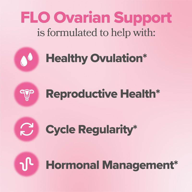 O Positiv FLO Ovarian Health Support - Hormone Balance for Women, Supplement with DIM, Myo & D-Chiro Inositol, Folic Acid - Supports Healthy Ovulation, Cycle Regularity - 30 Servings O Positiv Au supplements