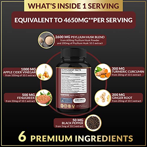 BMVINVOL Psyllium Husk Fiber Supplement 4650mg - Apple Cider Vinegar, Fenugreek BMVINVOL Au supplements