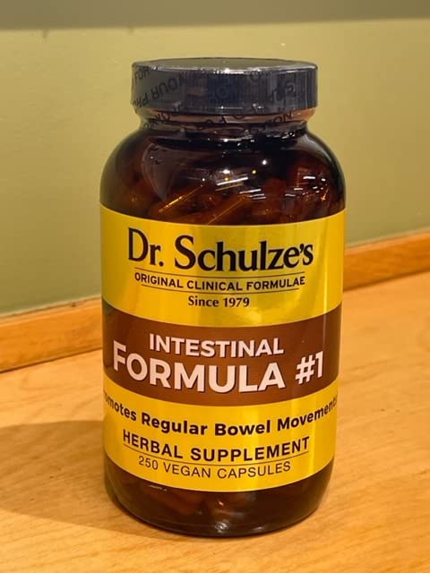 Dr. Schulze's Intestinal Formula #1 - Bowel Movement Supplement for Colon Health Support - Bloating & Constipation Aid - Intestinal Cleanse - All-Natural - Plant-Based - Vegan - 250 Count Dr. Schulze's Au supplements
