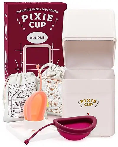 Pixie Menstrual Cup Sterilizer + Large & Small Pixie Disc - Kill 99.9% of Germs with Menstrual Cup Pixie CupAU supplements