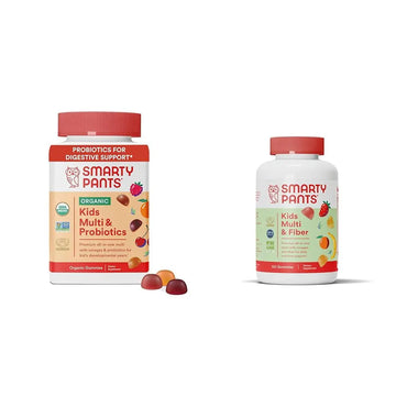 SmartyPants Organic Kids Multivitamin Gummies: Probiotics, Omega 3 (ALA) & Kids Multivitamin Gummies and Fiber Supplement: Omega 3 Fish Oil (EPA/DHA), Vitamin D3, C, Vitamin B12 SmartyPants Au supplements