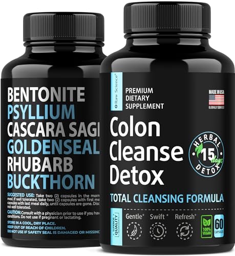 Colon Cleanse - Detox, Digestive Health, Psyllium Husk, Aloe Vera, Bentonite Clay, Acidophilus Probiotic S RAW SCIENCE Au supplements