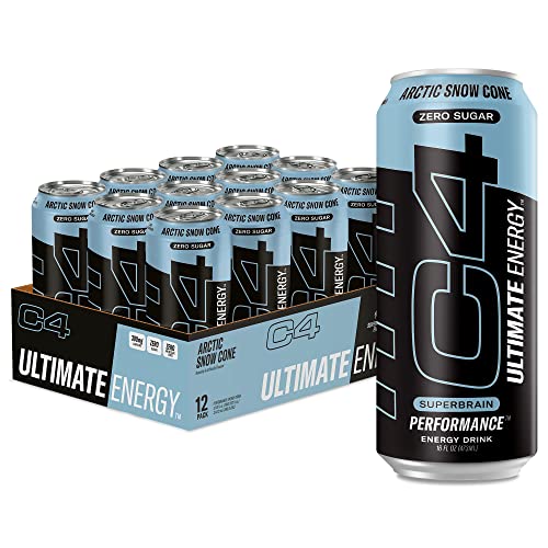 C4 Ultimate Sugar Free Energy Drink 16oz (Pack of 12) | Arctic Snow Cone | Pre Workout Cellucor Au supplements