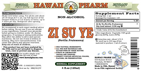 HawaiiPharm Zi Su Ye Alcohol-Free Liquid Extract, Zi Su Ye (Perilla Frutescens) Dried Leaf HawaiiPharm Au supplements