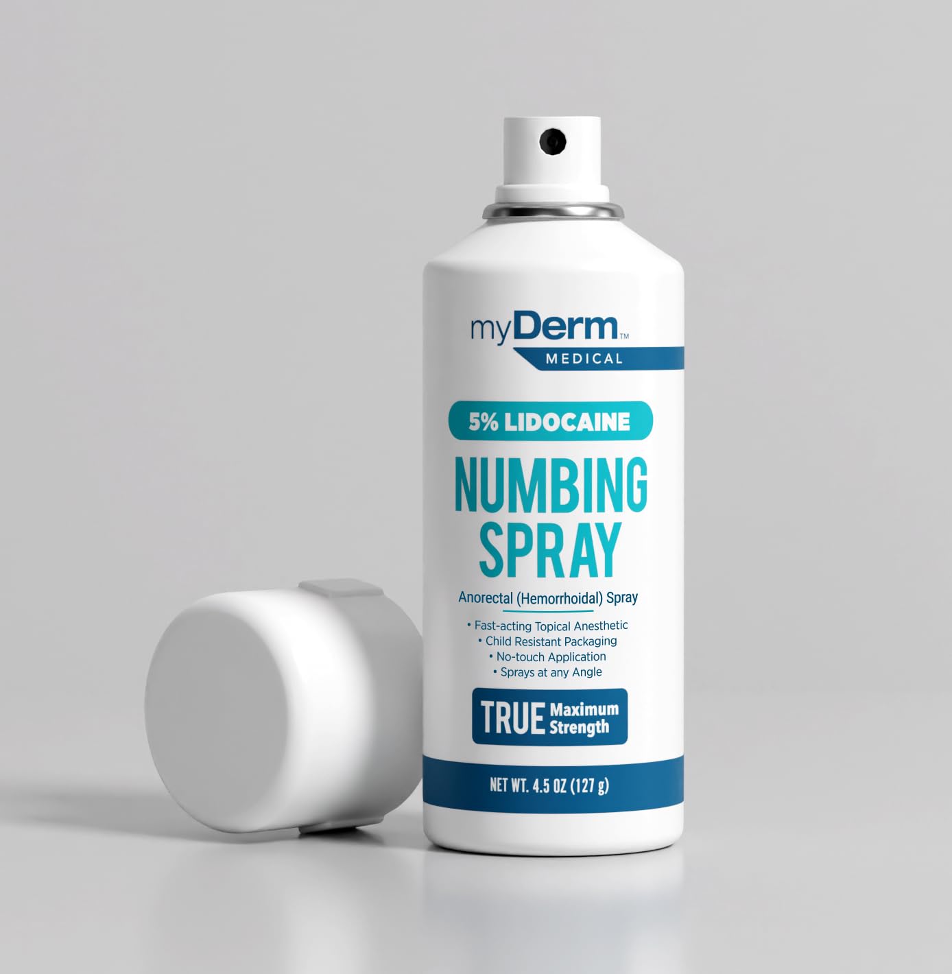 Myderm Medical Numbing Spray - 4.5oz - Maximum Strength 5% Lidocaine with Phenylephrine HCl and Witch Hazel - Fast-Acting Reliever with A Touch-Free Application - First Aid Supplies - Made in USA Myderm Au supplements