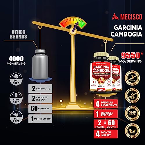 Garcinia Cambogia 9550mg - 4 Month Supply - Supplement for Men and Women - A Natural Mecisco Au supplements