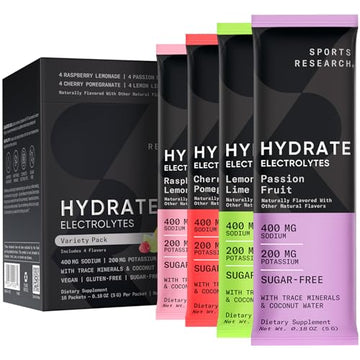 Sports Research Hydrate Electrolytes Powder Packets - Sugar-Free & Naturally Flavored Sports Research Au supplements
