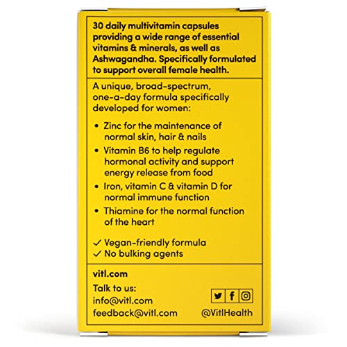 Vitl Female Multivitamin & Minerals Supplement - 30 Vegan Capsules - 21 Essential Active VITL Au supplements