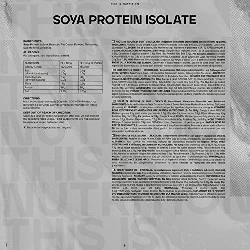 Bulk Soya Protein Isolate Powder, Vegan Protein Shake, Chocolate, 1 kg Bulk Au supplements