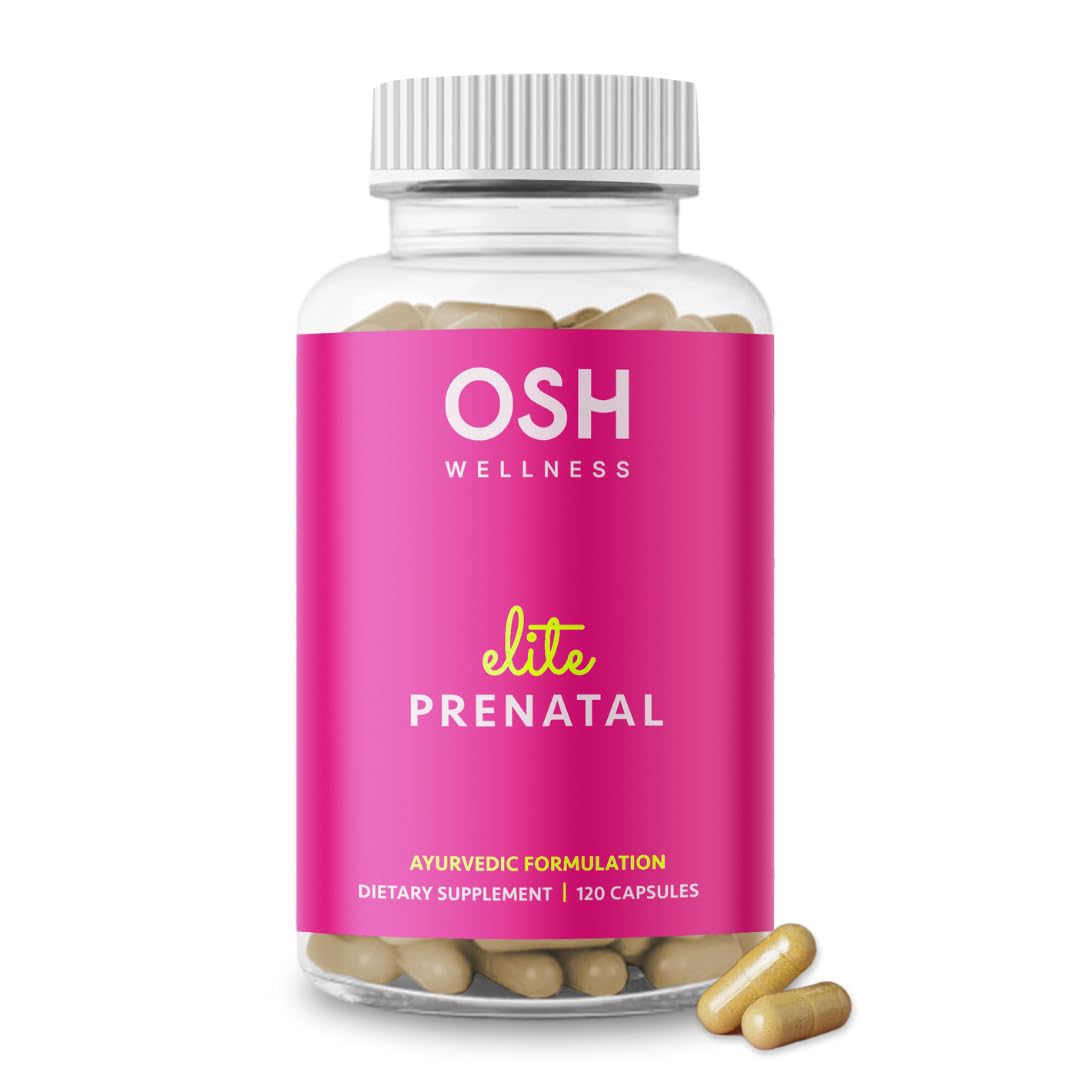 Ayurvedic Elite Prenatal Vitamins with Folate, Choline, Iron, Iodine & more | Made in USA | Optimal Bioavailability | Supports Baby's Growth and Brain Development | 30 Day Supply - OSH Wellness Freshly Moms Au supplements