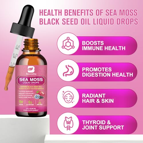 3000mg Sea Moss Liquid Drops - Organic Black Seed Oil & Irish Sea Moss B BEWORTHS Au supplements
