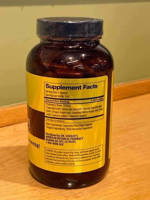 Dr. Schulze's Intestinal Formula #1 - Bowel Movement Supplement for Colon Health Support - Bloating & Constipation Aid - Intestinal Cleanse - All-Natural - Plant-Based - Vegan - 250 Count Dr. Schulze's Au supplements