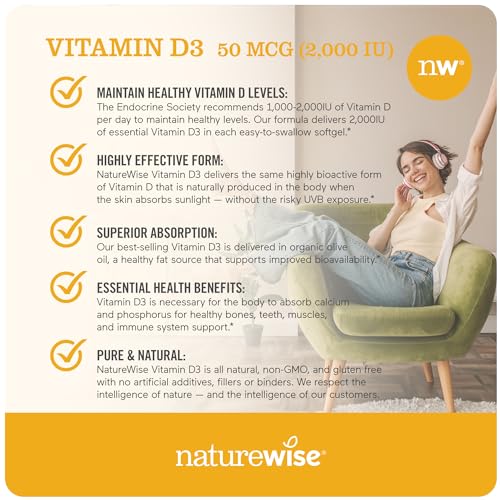 NatureWise Vitamin D3 2000iu (50 mcg) Healthy Muscle Function, and Immune Support NatureWise Au supplements