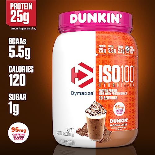 Dymatize ISO100 Hydrolyzed Protein Powder in Dunkin' Mocha Latte Flavor, 100% Whey Dymatize Au supplements