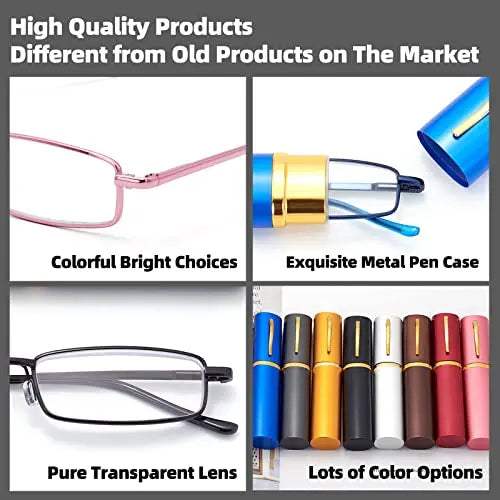HIGHLIKE 4-Pack Slim Pocket Reading Glasses Men Women, Compact Readers Super Clear HIGHLIKE uk supplements