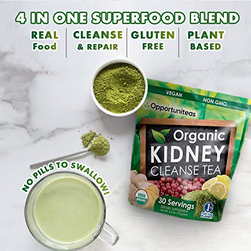 Opportuniteas Organic Kidney Detox Tea- Matcha Green Tea, Cranberry, Lemon & Ginger Opportuniteas Au supplements