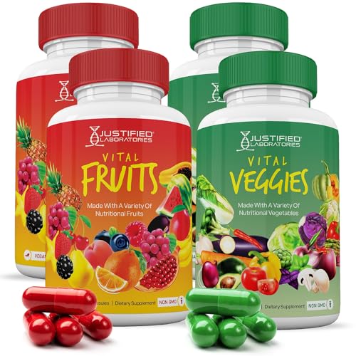 (4 Pack) Vital Fruits and Veggies Supplement Whole Food Red & Green Superfoods Justified LaboratoriesAU supplements
