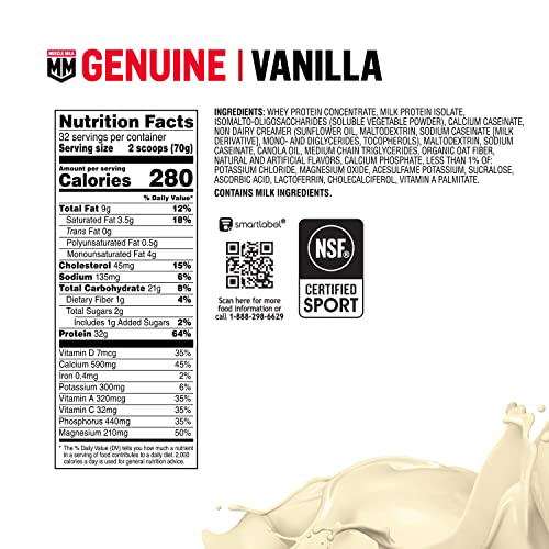 Muscle Milk Genuine Protein Powder, Vanilla Creme, 32g Protein, 5 Pound, 32 Servings Muscle Milk Au supplements