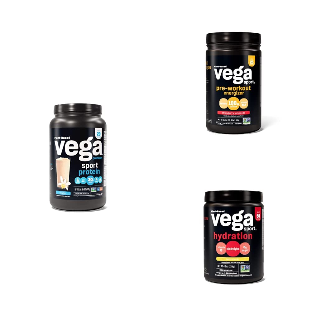 Vega Sport Routine Bundle - Premium Vanilla Protein Powder (20 Servings) Strawberry Vega Au supplements