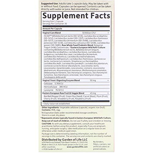 Raw Probiotics Vaginal Care, 30 Vegetarian Capsules - Garden of Life, promote yeast balance Garden of Life Au supplements
