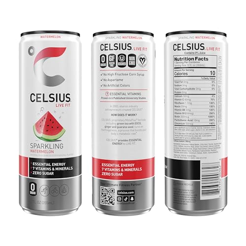 CELSIUS Sparkling Watermelon, Functional Essential Energy Drink 12 Fl Oz (Pack of 12) CELSIUS Au supplements