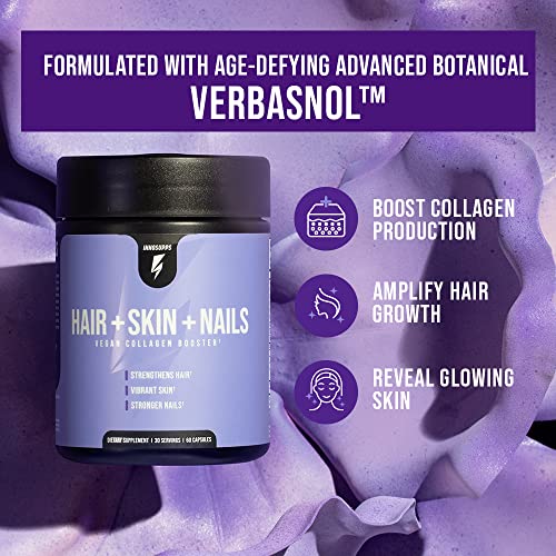 InnoSupps Hair + Skin + Nails | Vegan Collagen Booster | Biotin, Verbasnol, B12, Horsetail InnoSupps Au supplements