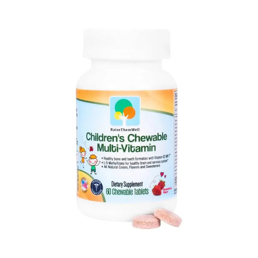 Raise Them Well Tasty Chewable Kids Multivitamin, All-Natural Colors, Flavors & Sweeteners, Daily Essential Vitamins for Children, Easy-to-Chew Vitamins, Strawberry Raise Them WellAU supplements