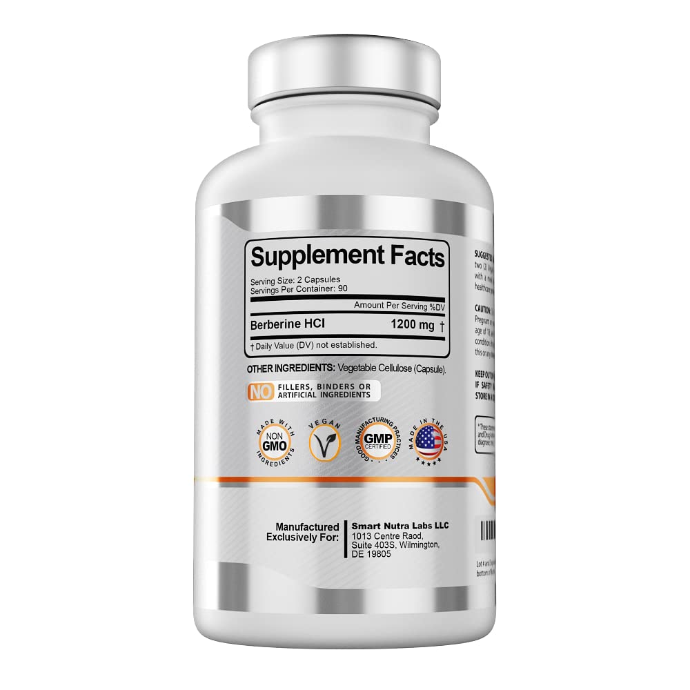 Smart Nutra Labs Premium Berberine HCL 1200mg- 180 Vegan Capsules, 100% Pure Smart Nutra Labs Au supplements