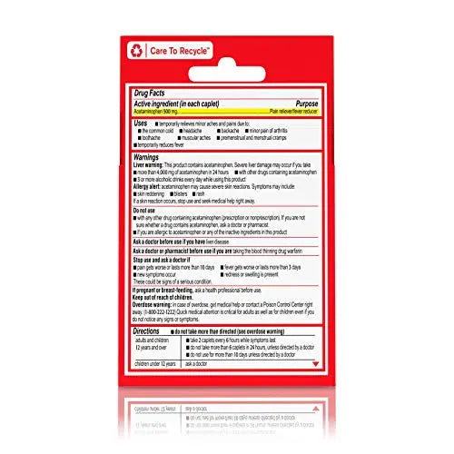 Tylenol Extra Strength 500 mg Acetaminophen Caplets, Pain Reliever & Fever Reducer, Acetaminophen for Minor Arthritis Pain, Headache, Backache & Menstrual Pain Relief, Travel Size, 6 Ct Tylenol Au supplements