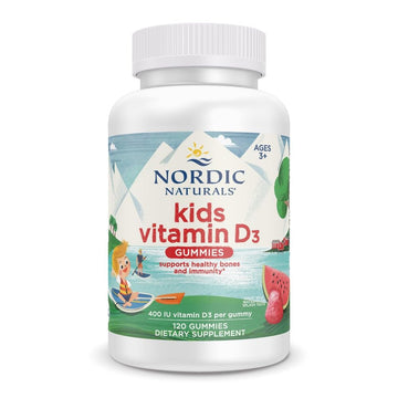 Nordic Naturals Vitamin D3 Gummies Kids, Wild Watermelon Splash - 120 Gummies - 400 IU Vitamin D3 - Bone Health, Healthy Immunity - Non-GMO, Vegetarian - 120 Servings Nordic Naturals Au supplements