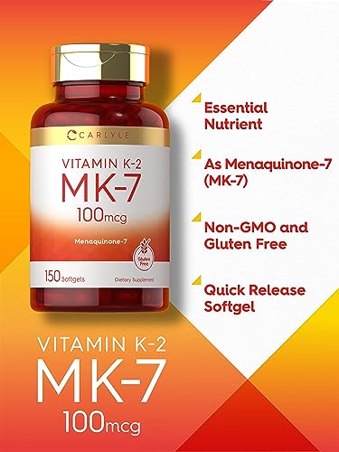 Carlyle Vitamin K2 Supplement 100mcg | K2 MK7 | 150 Softgels | Non-GMO Carlyle Au supplements