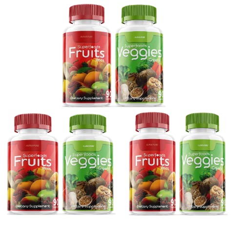 90 Capsules Each Bottle 540 Capsules superfoods Veggies Greens and Reds Fruits Triple Alpha PureAU supplements