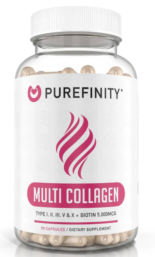PUREFINITY Collagen Peptides for Women – Type I, II, III, V & X with Biotin & Hyaluronic Acid, Supports Healthy Skin, Bones, Hair & Nails – Non-GMO, Grass-Fed (90 Capsules, 1 Month Supply) PUREFINITYAU supplements