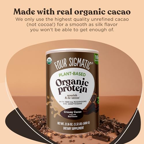 Four Sigmatic Organic Plant-Based Protein Powder Creamy Cacao Protein with Lion’s Mane Four Sigmatic Au supplements