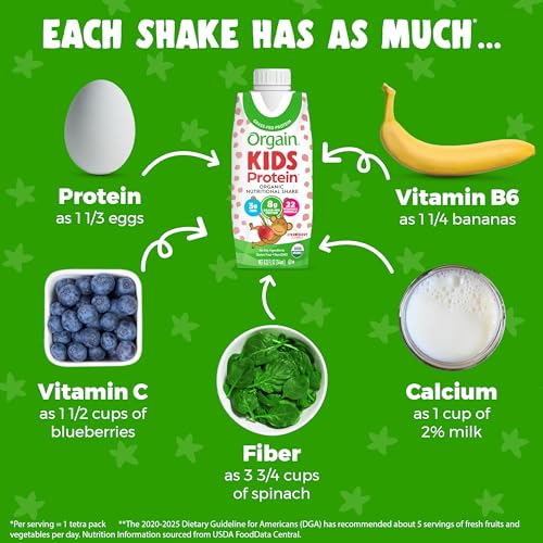 Orgain Organic Kids Nutritional Protein Shake, Strawberry - Kids Snacks with 8g Dairy Orgain Au supplements