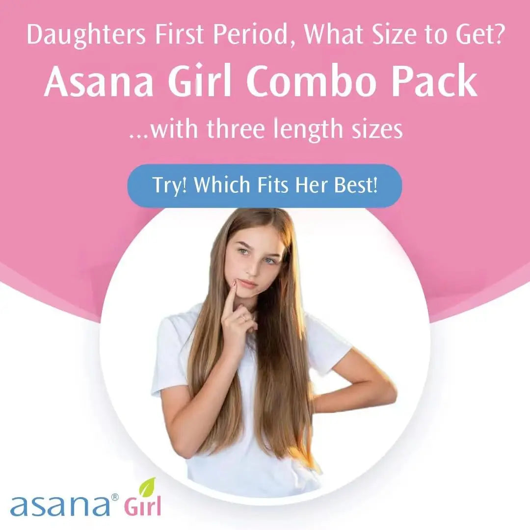 Asana Natural Teen Period Pads Combo Pack (Mini, Mini Long, Liner, and Women Reg - Chlorine Free Asana uk supplements