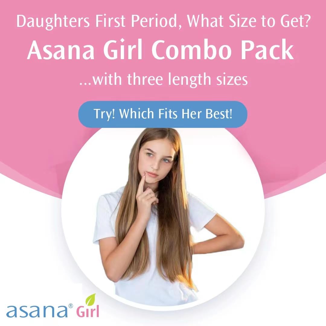 Asana Natural Teen Period Pads Combo Pack (Mini, Mini Long, Liner, and Women Reg - Chlorine Free Asana Au supplements