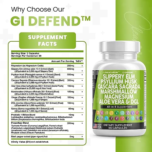 Slippery Elm 5000mg Psyllium Husk 2000mg Pre Probiotic Digestive Gut Clean Nutraceuticals Au supplements