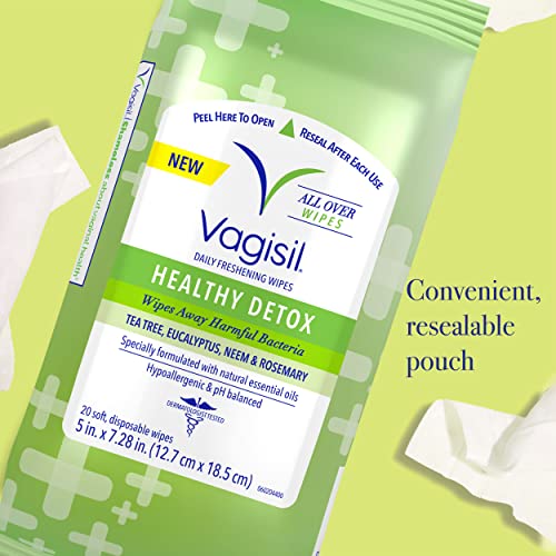 Vagisil Wipes for All Over Cleaning, Health Detox, Formulated with Essential Oils, 20 Wipes Vagisil Au supplements