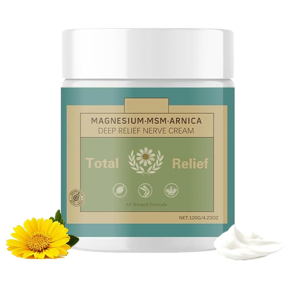 HANGWON Total Relief Magnesium Soothing Cream Advanced nerve Comfort with Arnica, Menthol, MSM,Fast-Absorbing for Relief Joint, Feet, Hands, Legs, Muscles, and Waist, Natural Ingredient -4floz/114g HANGWON Au supplements