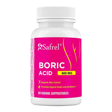 Safrel Boric Acid Vaginal Suppositories - 100% Pure Made in USA - Intimate Health Support, Vaginal Health and pH, Odor Control (60 Count) Safrel Au supplements