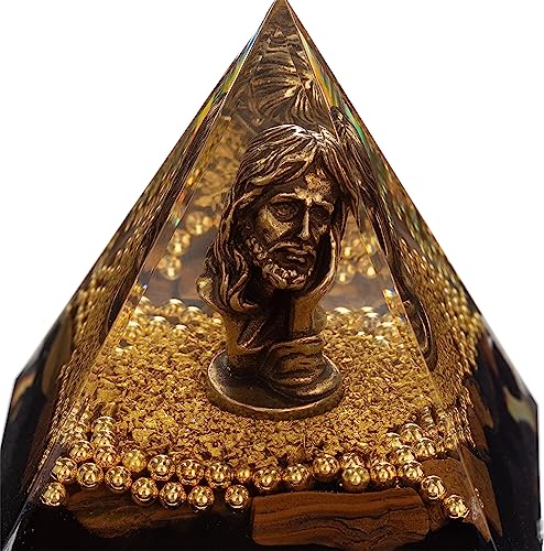 FENGSHUI-CAISHEN Mini Jesus Figurine in Healing Crystal Orgone Pyramid - Obsidian Tiger's Eye FENGSHUI-CAISHEN Au supplements