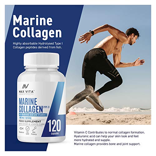 Marine Collagen Type 1 2400mg - 120 Capsules Supplement with Hyaluronic Acid and Vitamin C MAX VITA MAXIMUM VITALITY Au supplements