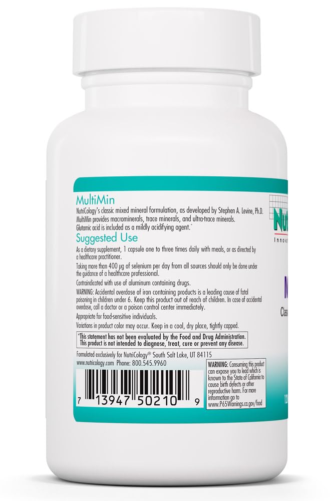 NutriCology MultiMin - Essential Mineral Blend with Macro Trace & Ultra Trace Minerals - Supports Mineral Balance Absorption & Cellular Function - 120 Servings - 120 Vegetarian Capsules Allergy Research Group Au supplements