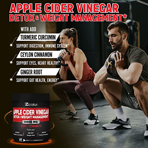 Zolotus 14x Strength Apple Cider Vinegar Capsules, Equivalent to 14500mg, with Turmeric Zolotus Au supplements