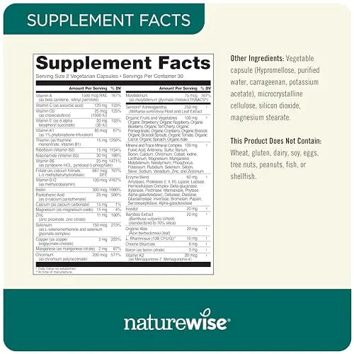 NatureWise Multivitamin for Men + Stress Support + Fulvic Ionic Minerals + Probiotics for Immunity, Male Health NatureWise Au supplements