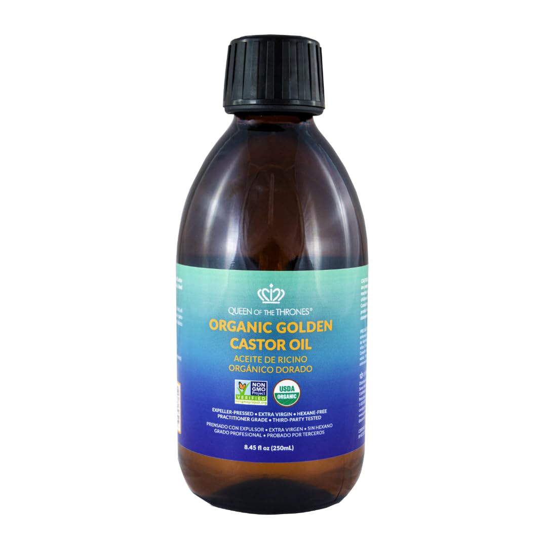 QUEEN OF THE THRONES Organic Golden Castor Oil - 8.45oz (250mL) | 100% Pure & Expeller Pressed QUEEN OF THE THRONES Au supplements